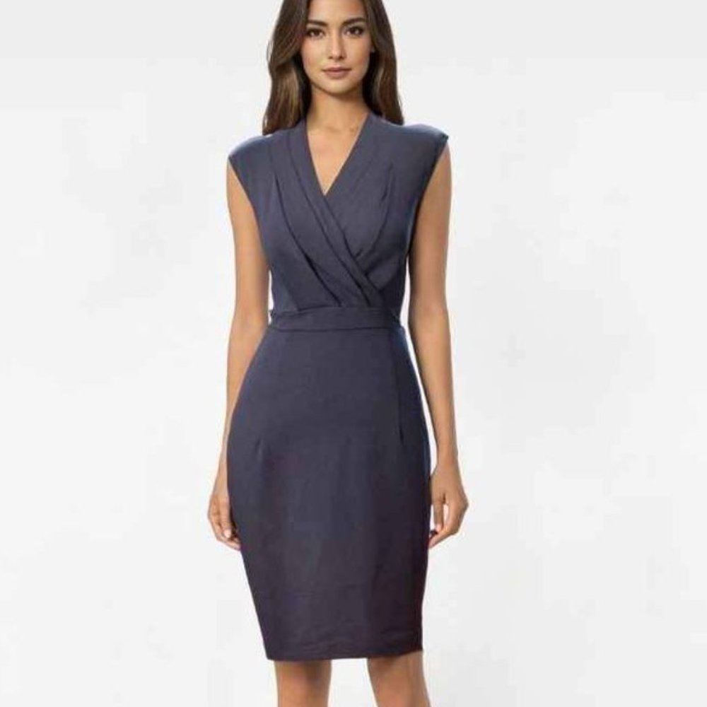 Miusol V Neck Sleeveless Crossover Bodice Back Vent Dress Size Small